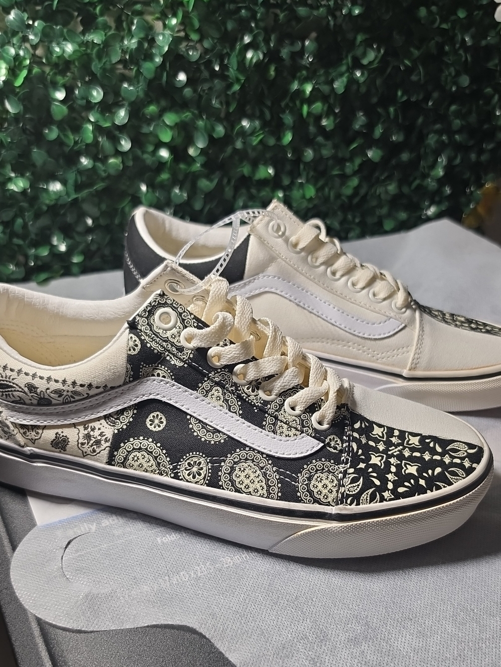 Vans Black & White Patterned Low-Top Sneakers